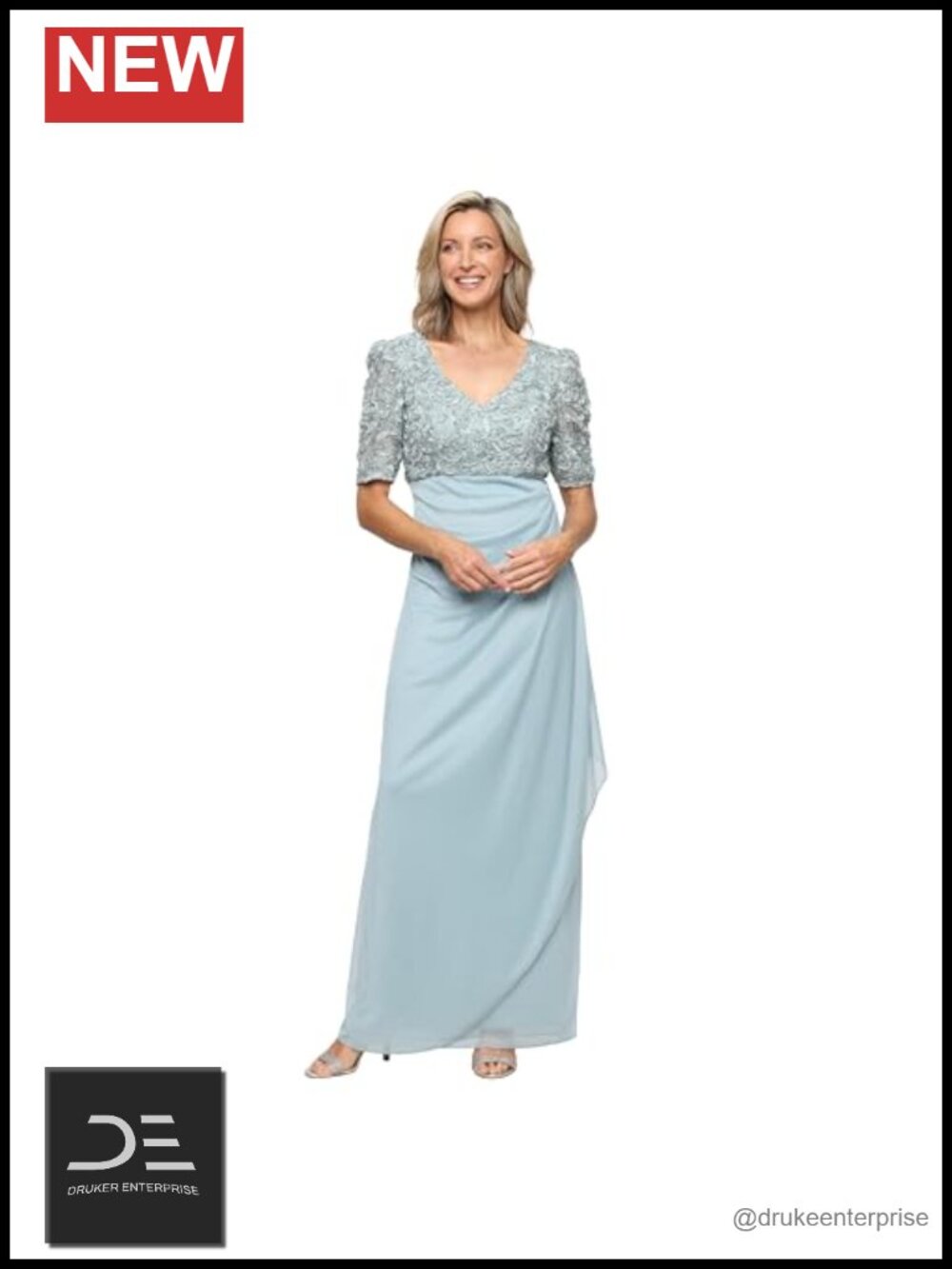 Sequin V-Neck Empire Waist Maxi Dress